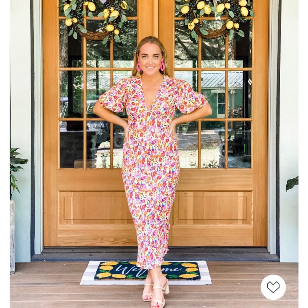 Rixo x Target Colorful Floral Puff Sleeve Midi Dress